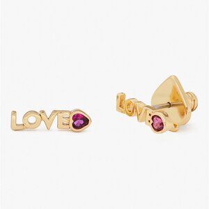 Kate Spade Love You Mom Gold Pink Mini Stud Earrings Trendy Jewelry